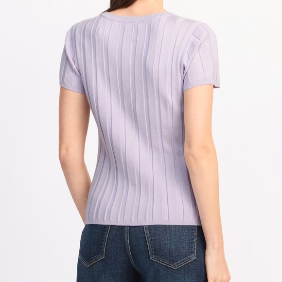 Lilac Ribbed Short Sleeve Top - Picture 2 of 4